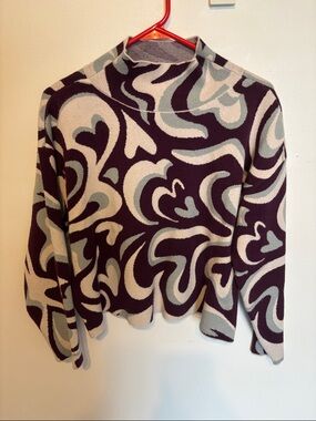 Anthropologie Carys Mock Neck Sweater - Purple & Cream